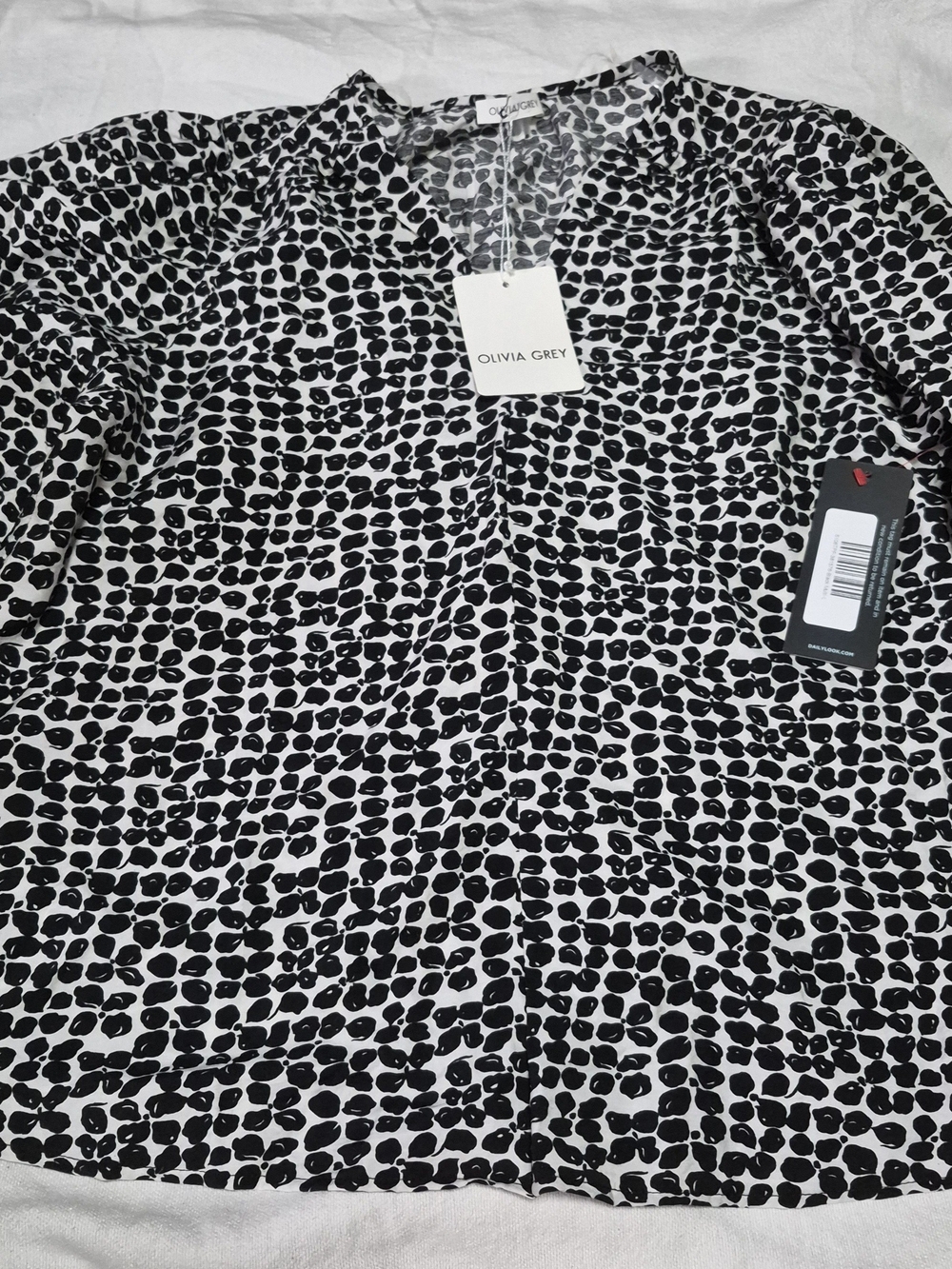Olivia Grey Black & White Printed Blouse